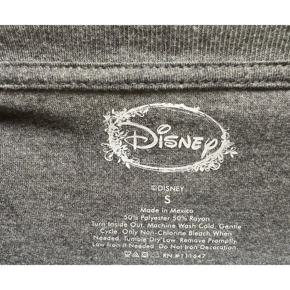 Disney Beauty and the Beast Womens Gray Graphic Tee Cutout V-Neck, Size Small - Picture 5 of 6